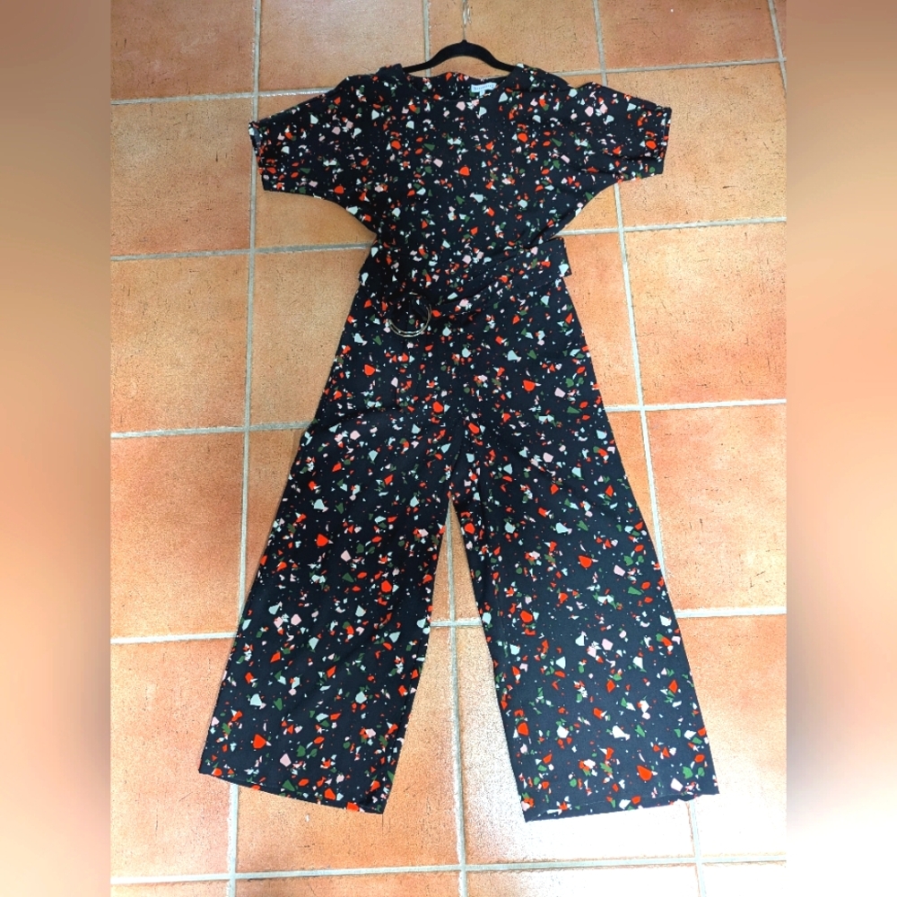 Warehouse Black Abstract Pattern Jumpsuit